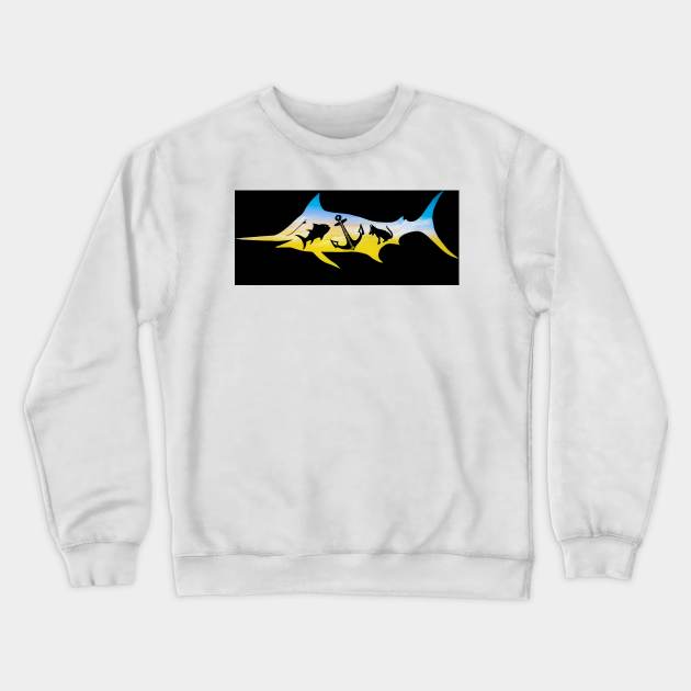 Anchored By Fin Blue Marlin Crewneck Sweatshirt by AnchoredByFin